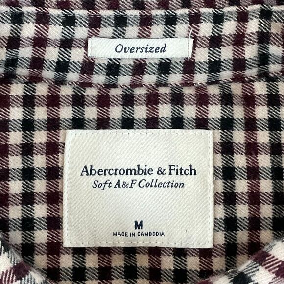 ABERCROMBIE & FITCH Flannel Shirt Men Medium Multi Check Oversized Soft A&F NWOT - Picture 6 of 13